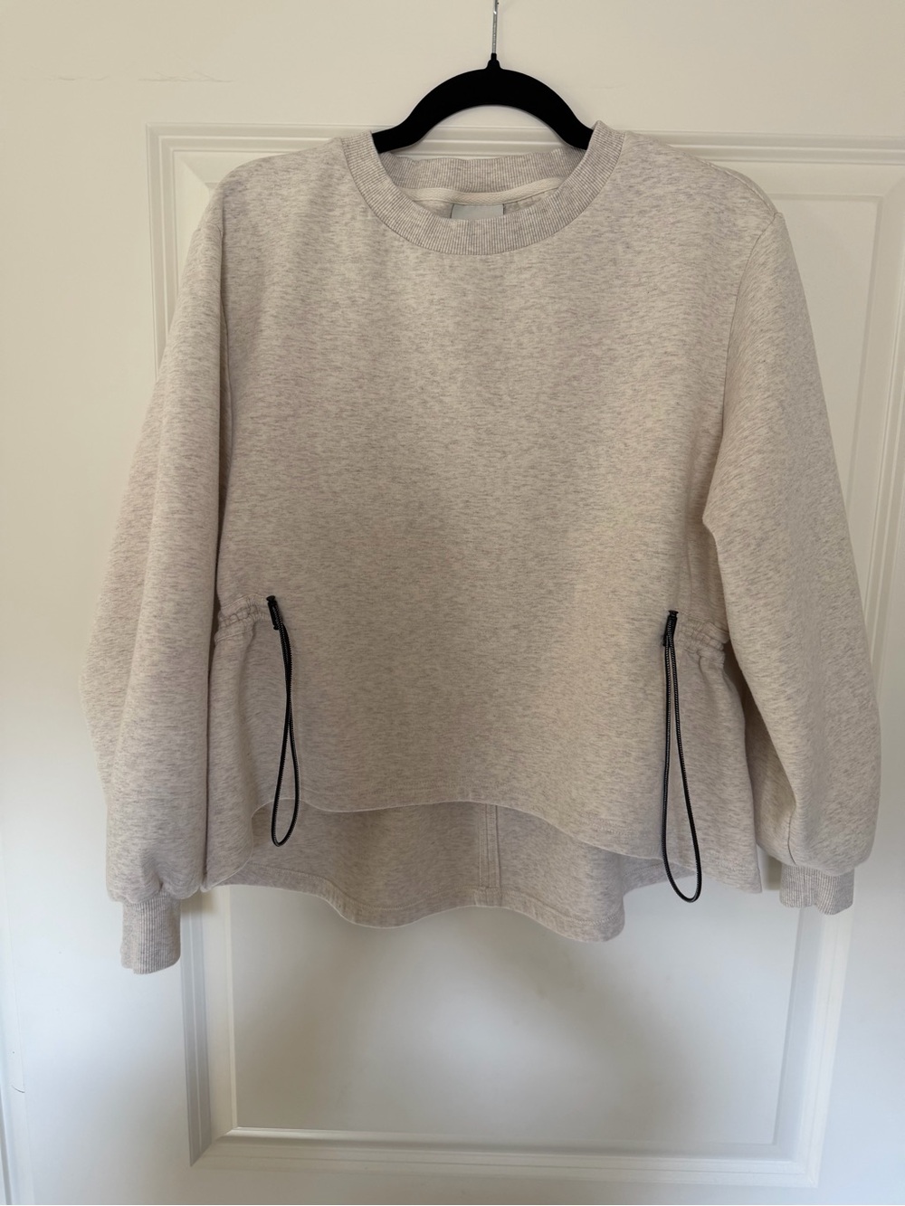 Varley Light Beige Drawstring Hem Sweatshirt